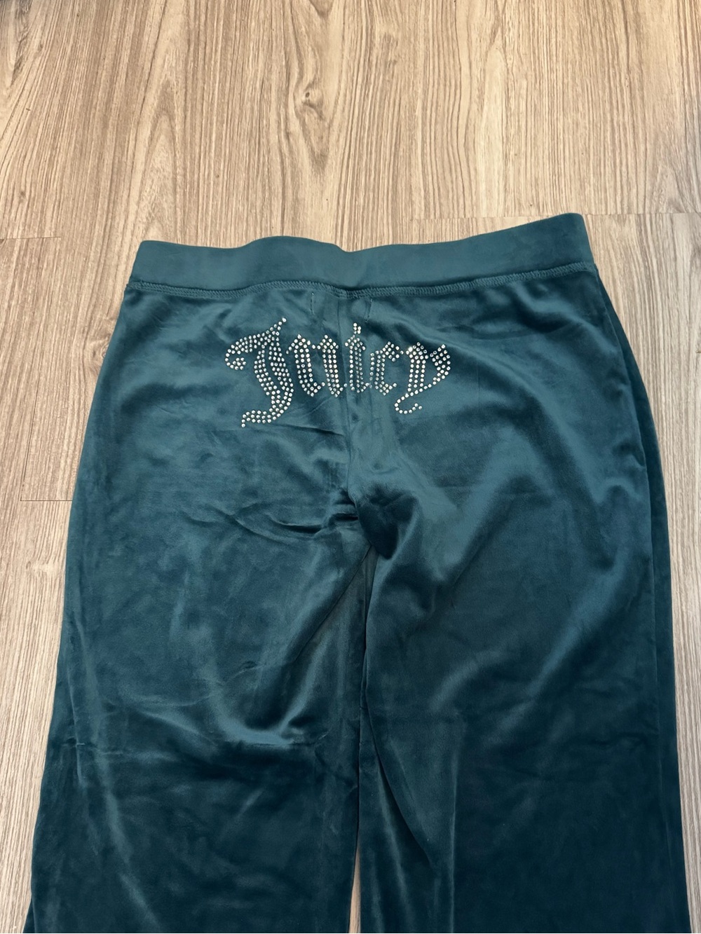 Juicy Couture Teal Velour Rhinestone Logo Pants